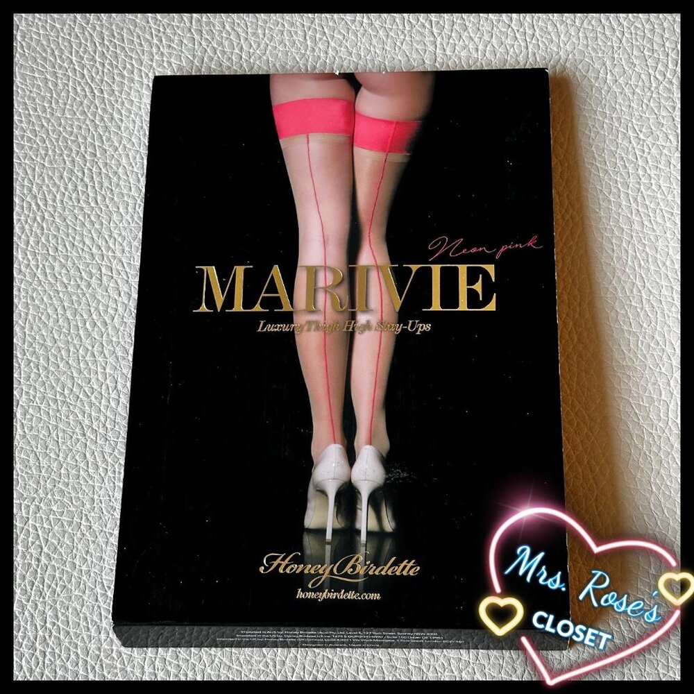 Honey Birdette Marivie Neon Pink Stockings Size Small